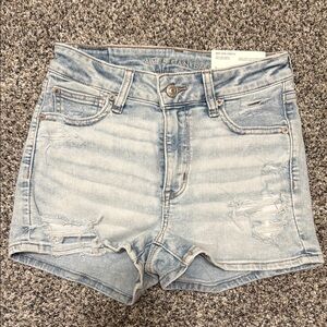 American Eagle Outfitters Blue Distressed Jean Shorts